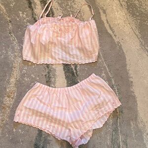 Victoria's Secret Pink and White Striped Pajama Set